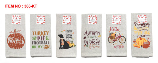 Fall Harvest Saying Tea Towel