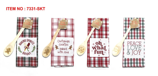2-Pack Holiday Wooden Spoon & Tea Towel